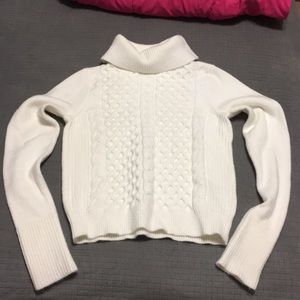 Crop top cream turtleneck sweater